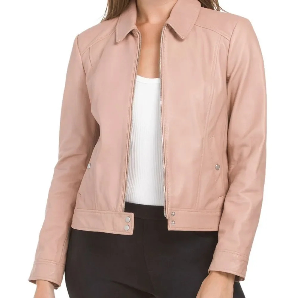 Cole Haan Women's Lambskin leather Leather Moto Jacket  Size XL